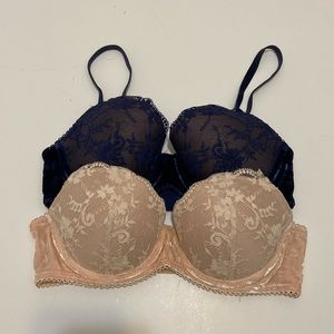 2 Piece Bundle Victoria’s Secret Dream Angels Lined Demi Lace Velvet Bra 32D